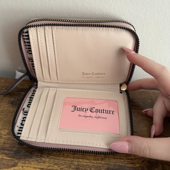 New Juicy Couture Juicy Forever Heart Monogram Pink Blush Double Zip Wallet - Picture 3 of 4